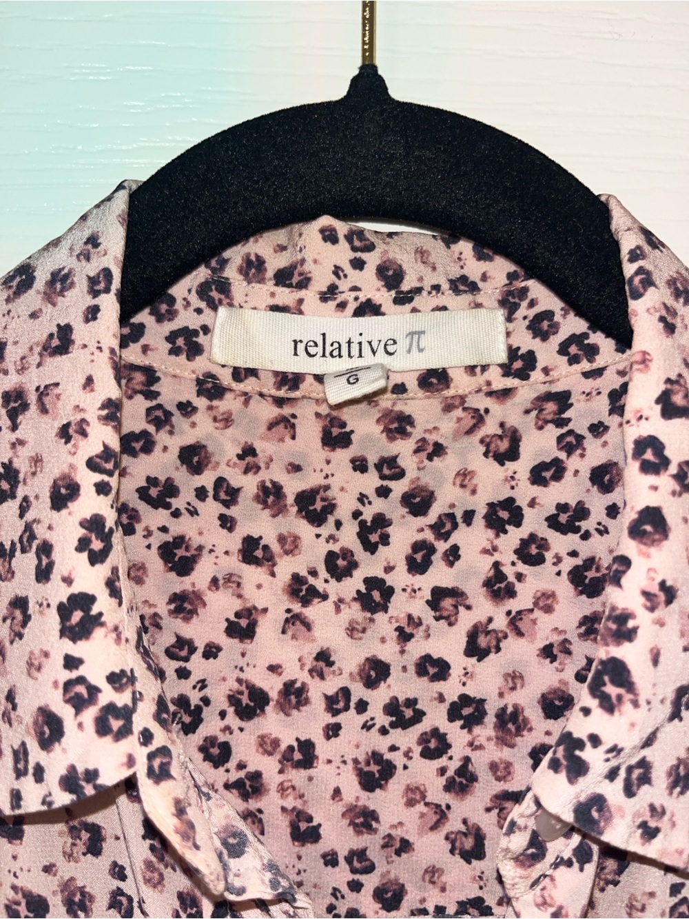 Relative Pi Pink Floral Leopard Button-Up Blouse